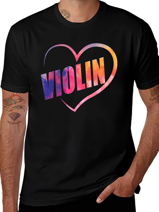 Violin Heart Graphic Tee - Music Lover Shirt