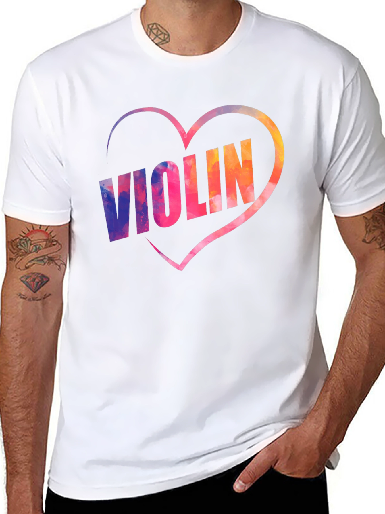 Violin Heart Graphic Tee - Music Lover Shirt
