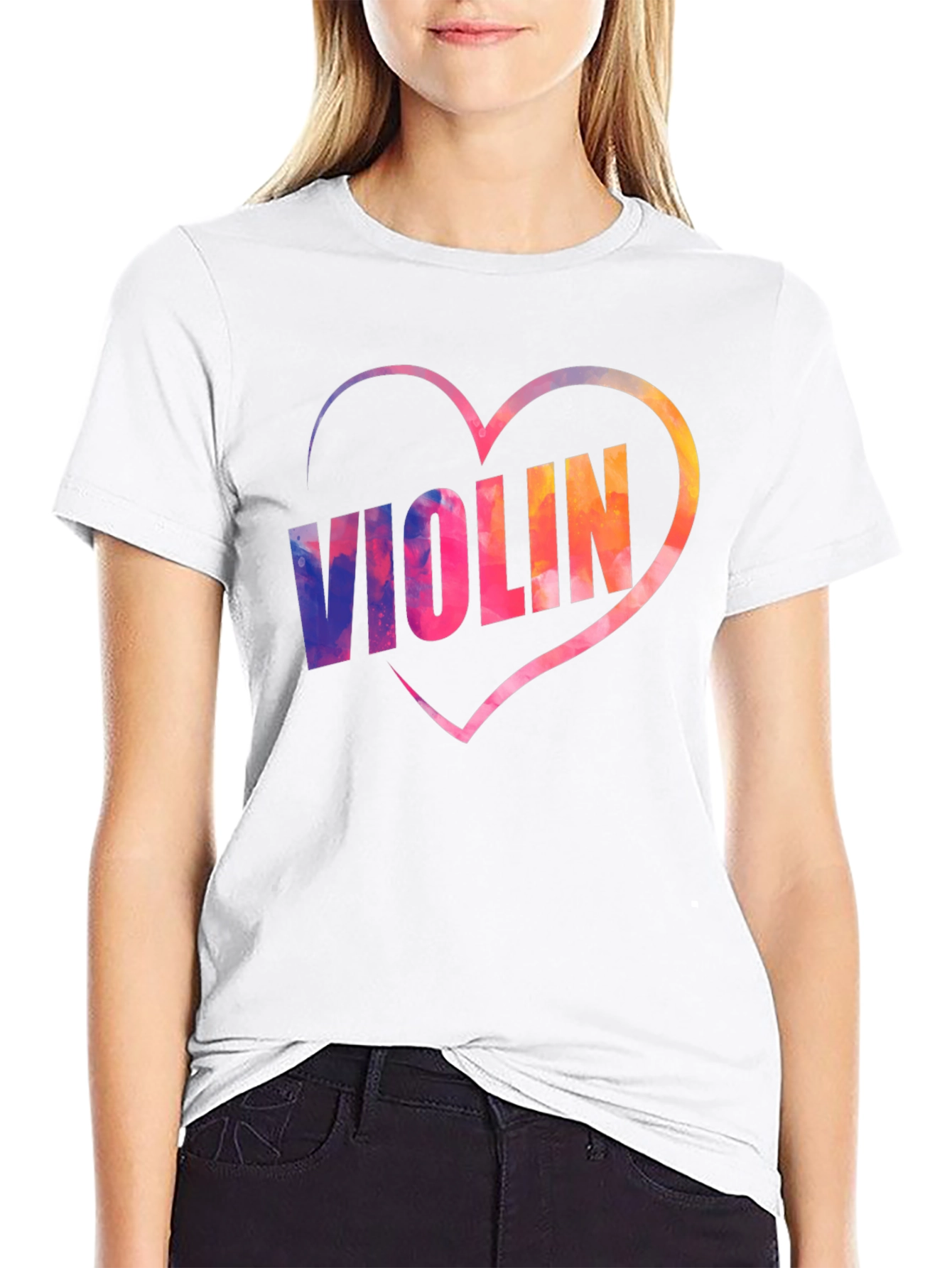Violin Heart Graphic Tee - Music Lover Shirt