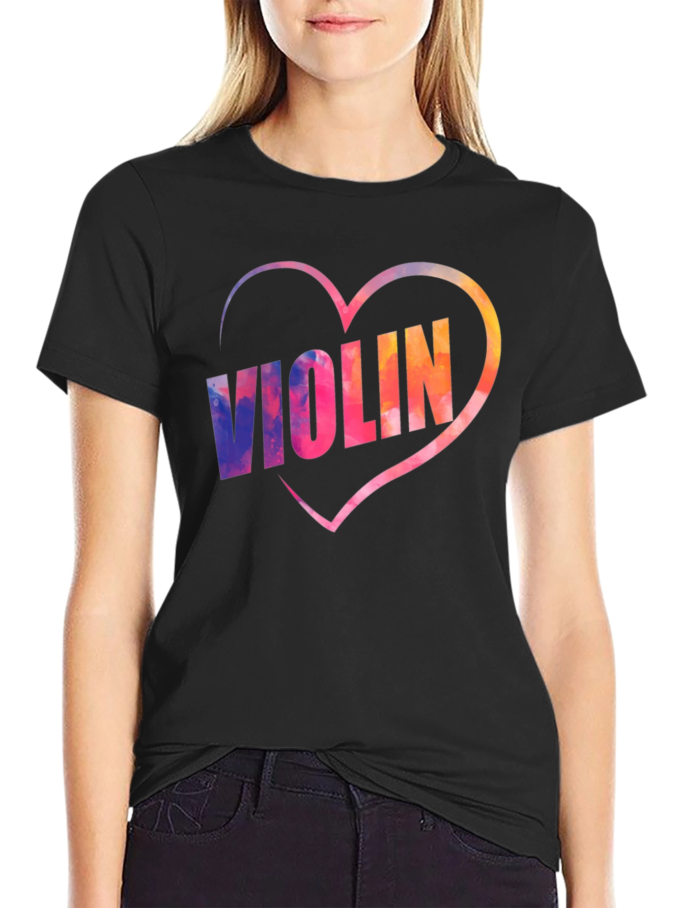 Violin Heart Graphic Tee - Music Lover Shirt