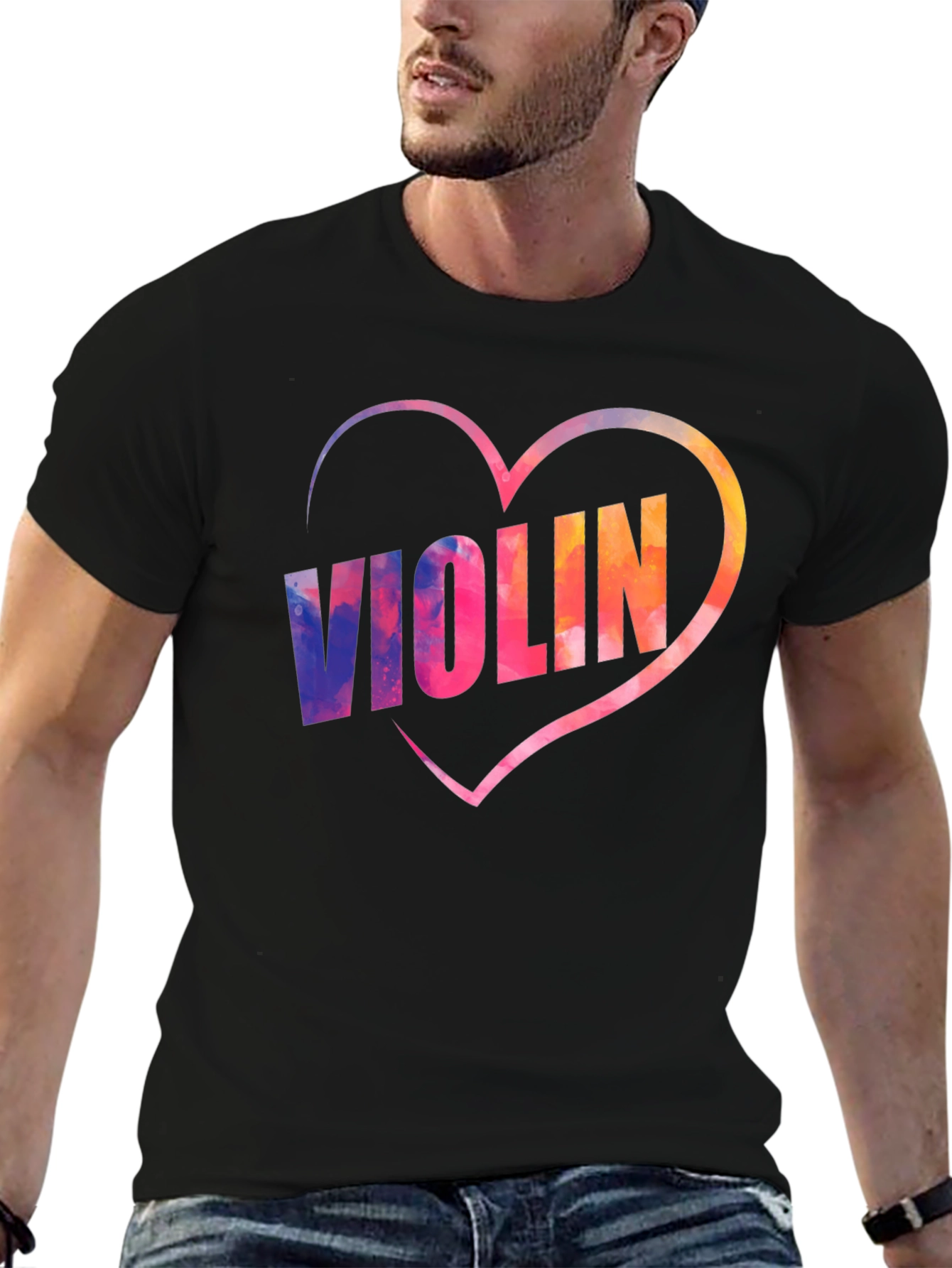 Violin Heart Graphic Tee - Music Lover Shirt