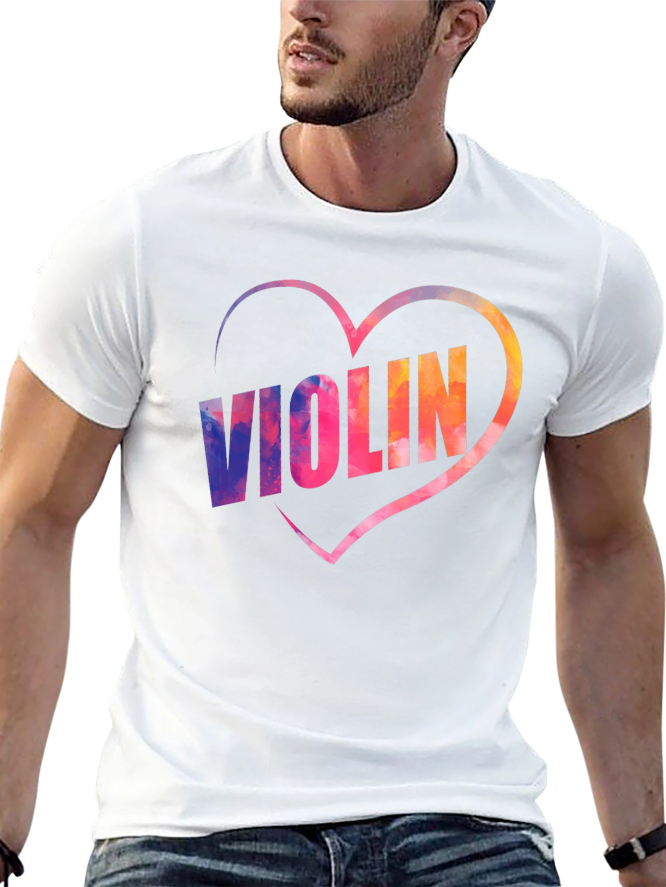 Violin Heart Graphic Tee - Music Lover Shirt