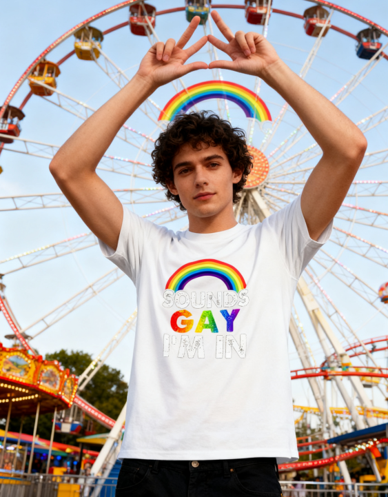 Sounds Gay I'm In Rainbow Pride T-Shirt - 100% Cotton, LGBTQ+ Humor Tee for Pride Events & Daily Occasions