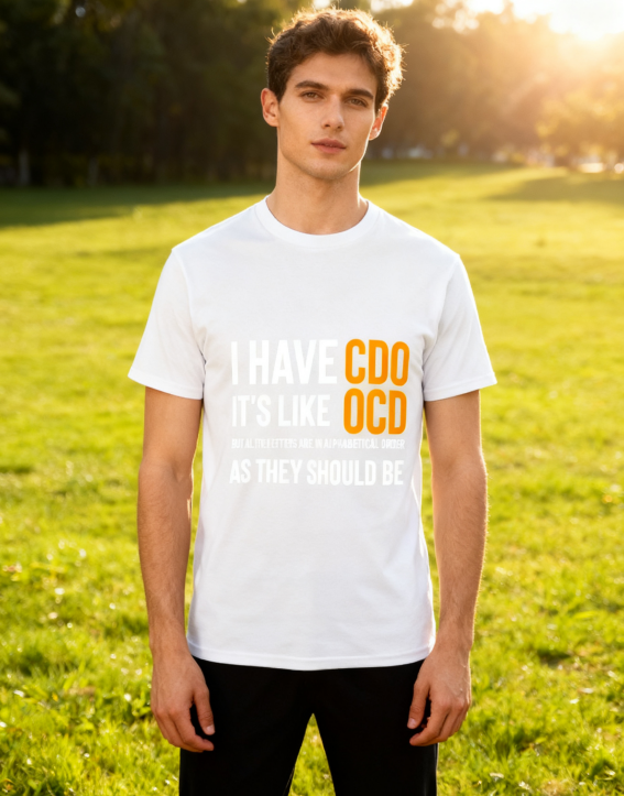 CDO vs OCD Humor T-Shirt - 100% Cotton, Funny Casual Tee for Daily & Social Occasions