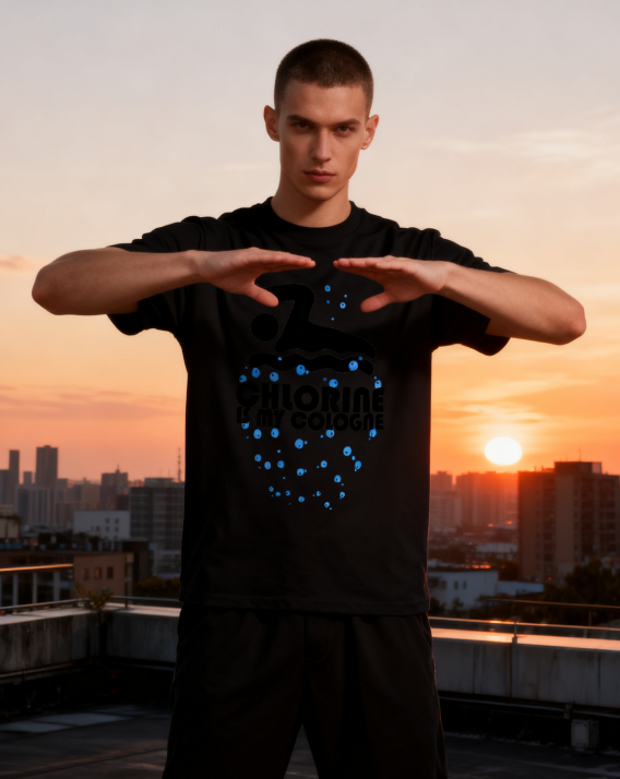 Chlorine Is My Cologne Swimmer T-Shirt - 100% Cotton, Funny Swim Tee for Pool Days & Casual Occasions