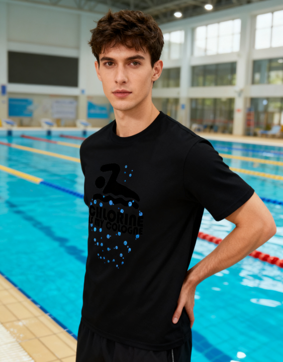 Chlorine Is My Cologne Swimmer T-Shirt - 100% Cotton, Funny Swim Tee for Pool Days & Casual Occasions