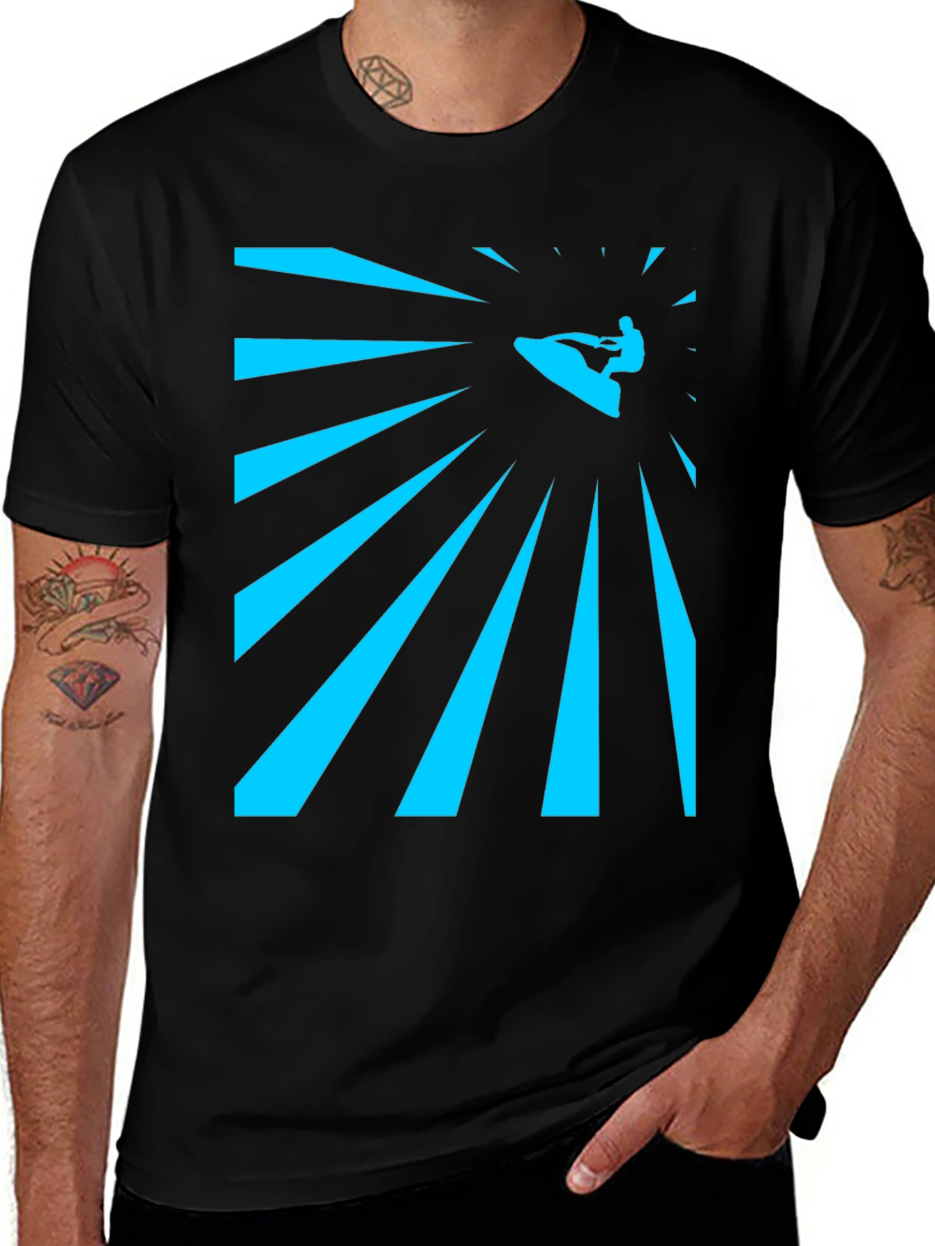 Surfing Graphic Tee - Mens Black T-Shirt