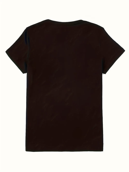 Women's Plus Size Casual Elegant Cartoon Cat with Fashion Glasses & Bell Graphic T-Shirt - 95% Polyester 180gsm Machine Washable Round Neck Short Sleeve Top for Spring Summer Fall, Cat Shirt, Everyday Comfort Tee, Playful Design Tee, Durable Fabric