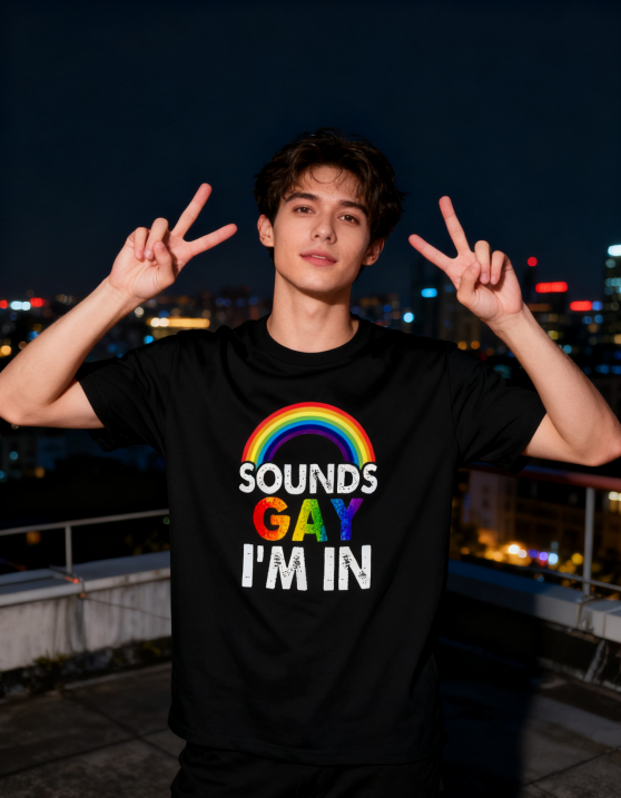 Sounds Gay I'm In Rainbow Pride T-Shirt - 100% Cotton, LGBTQ+ Humor Tee for Pride Events & Daily Occasions
