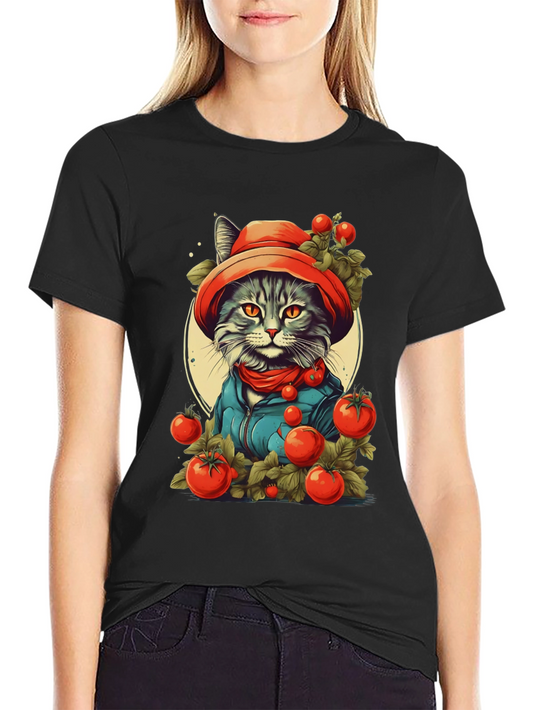 Tomato Cat T-Shirt - Fun Graphic Tee