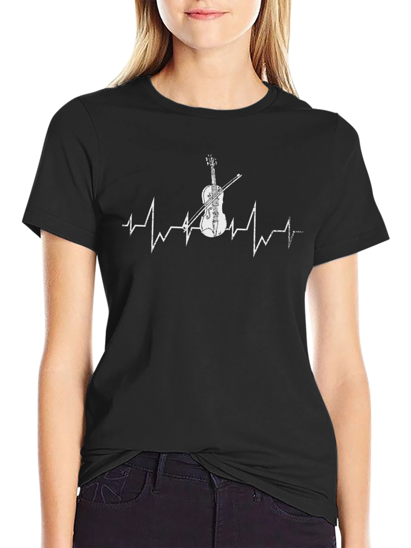 Violin Heartbeat Graphic Tee - Music Lover Shirt
