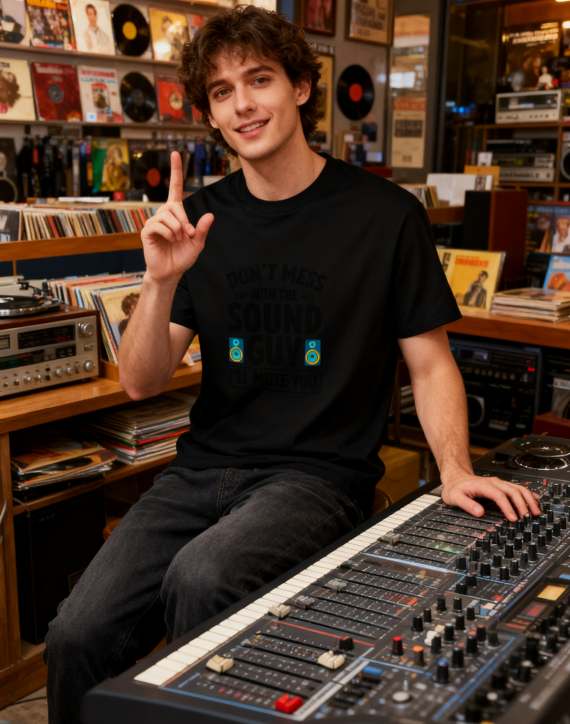 Don't Mess With The Sound Guy I'll Mute You T-Shirt - 100% Cotton, Funny Audio Enthusiast Tee for Music Events & Casual Wear