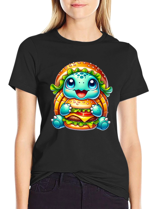 Turtle Burger Graphic Black T-Shirt