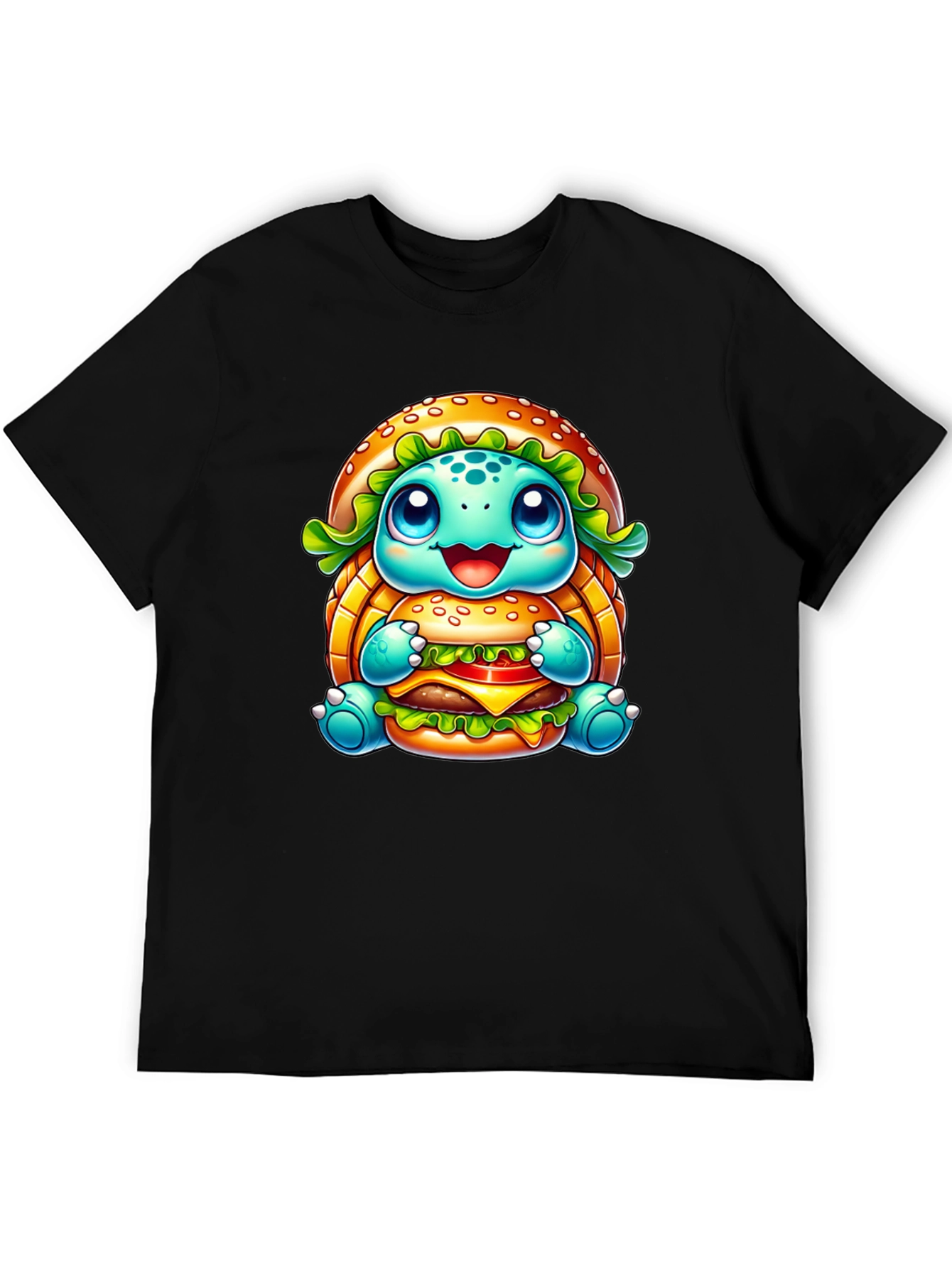 Turtle Burger Graphic Black T-Shirt
