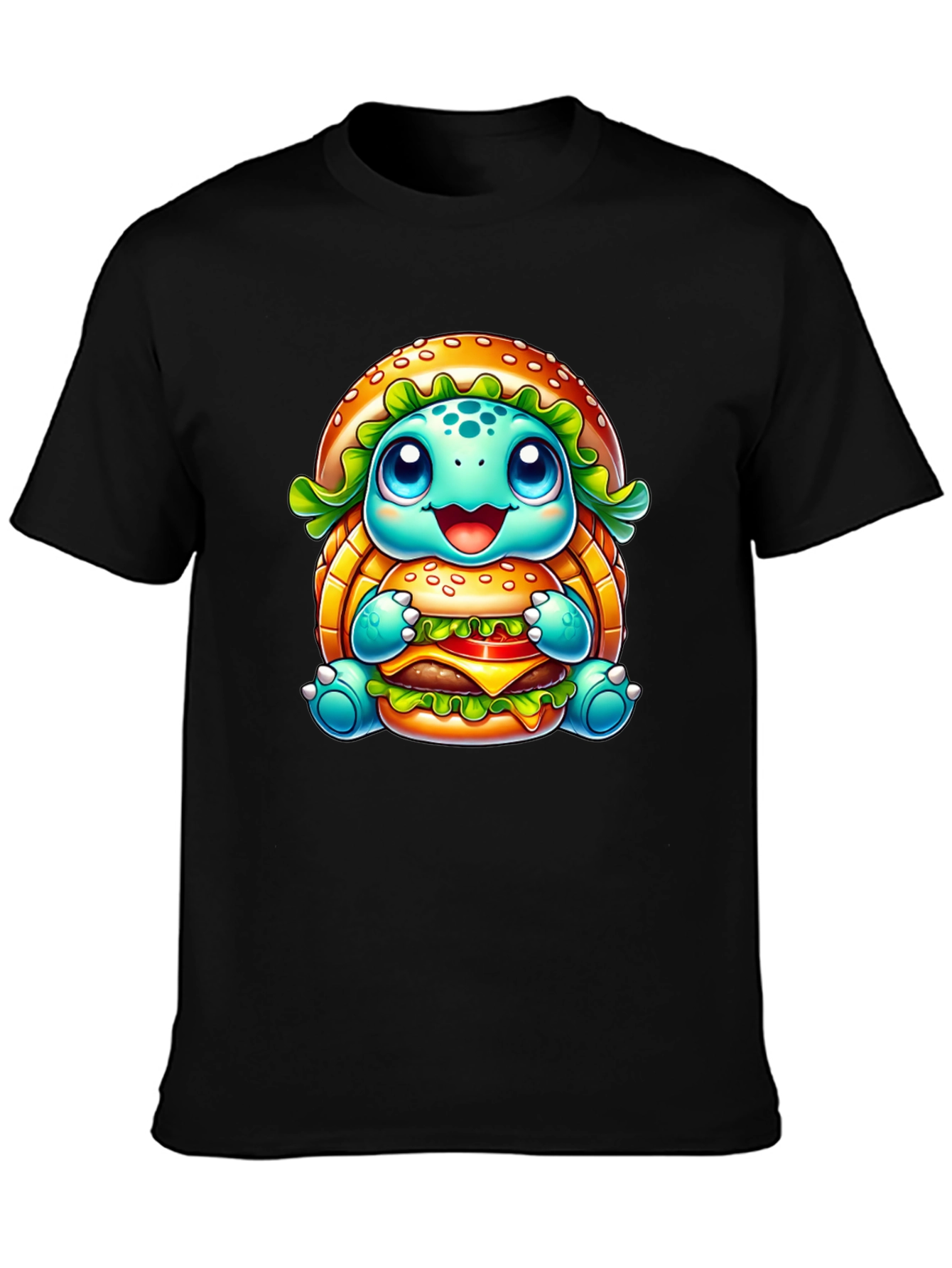Turtle Burger Graphic Black T-Shirt