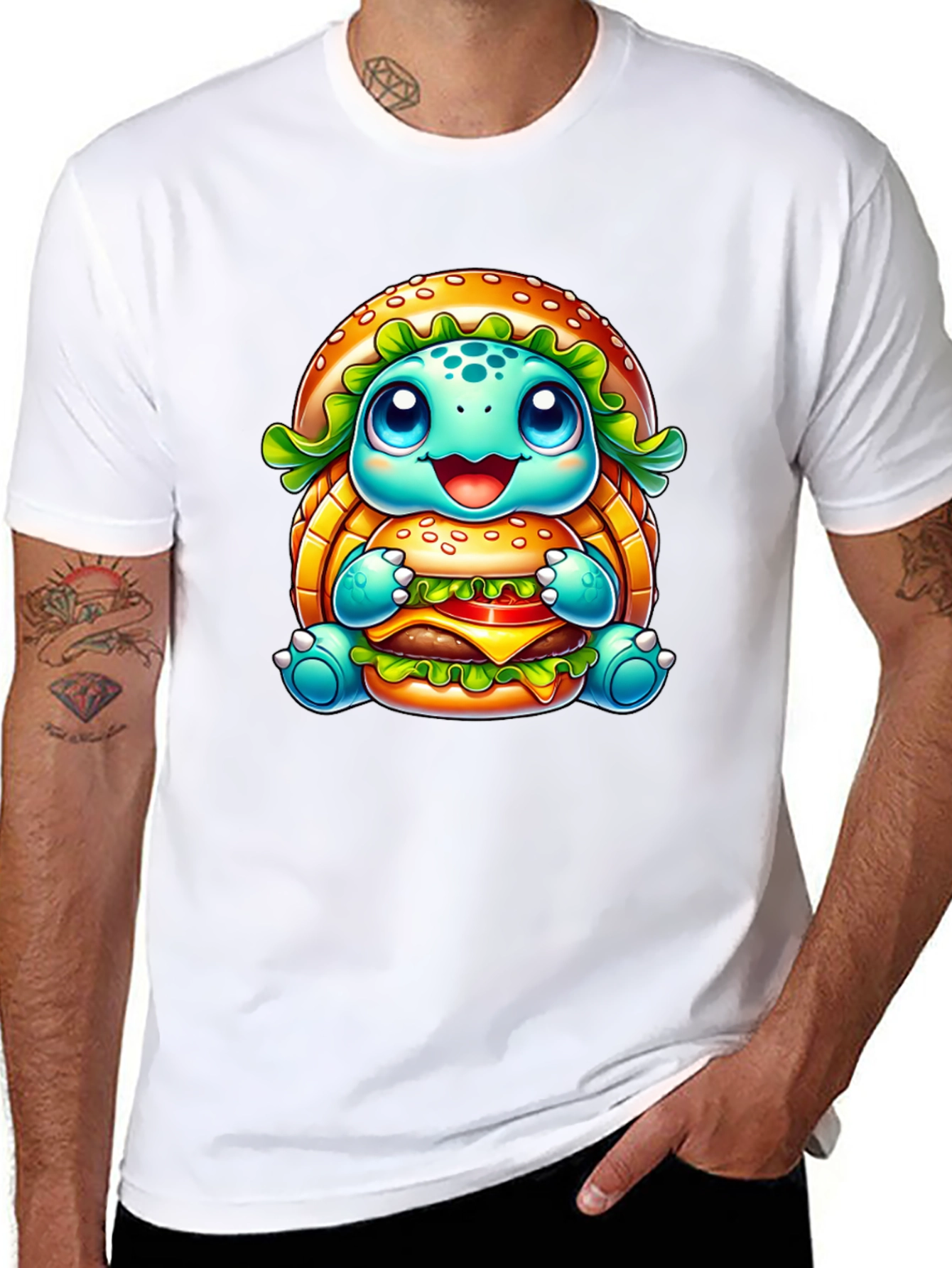 Turtle Burger Graphic Black T-Shirt
