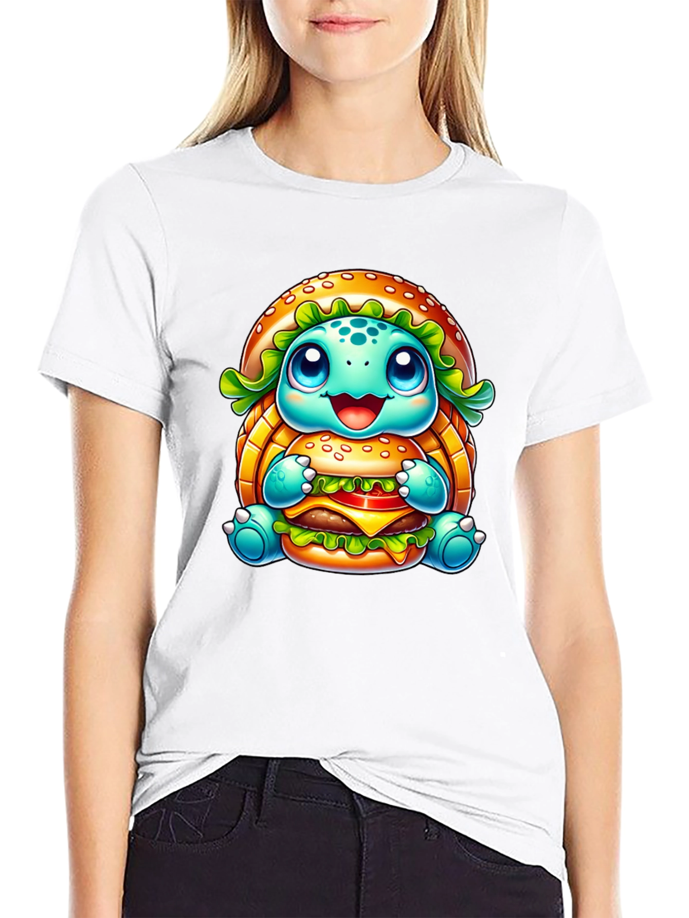 Turtle Burger Graphic Black T-Shirt