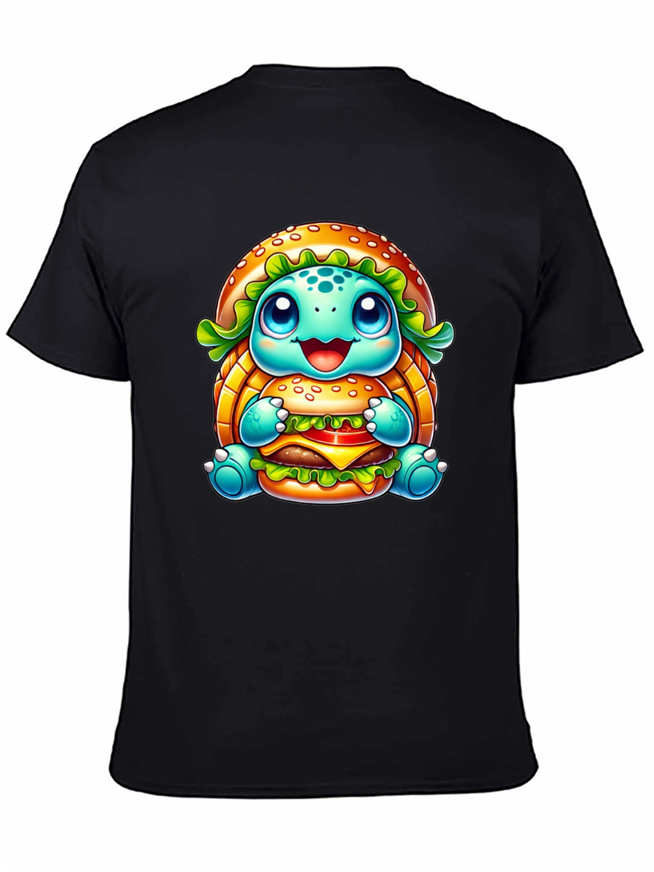 Turtle Burger Graphic Black T-Shirt
