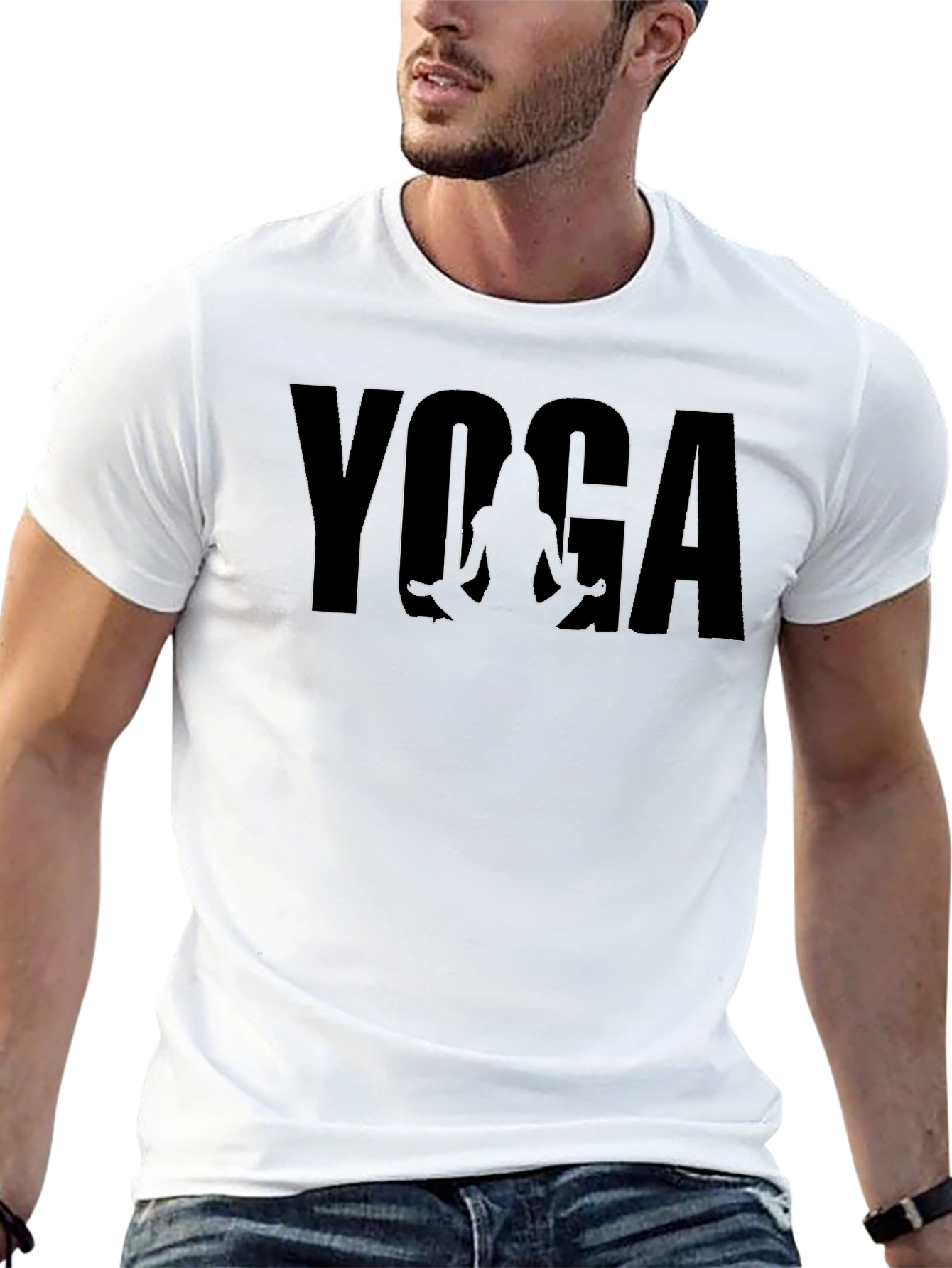 Yoga Silhouette Graphic Print Tee - Mens Black T-Shirt