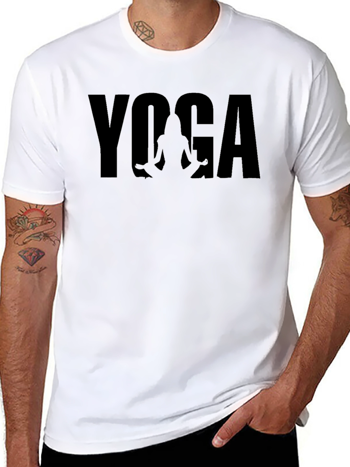Yoga Silhouette Graphic Print Tee - Mens Black T-Shirt