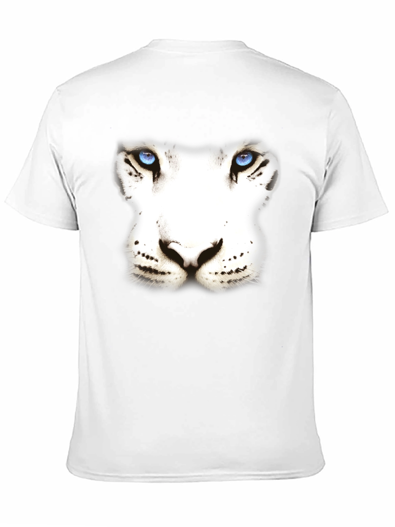 White Tiger Face Graphic Black T-Shirt