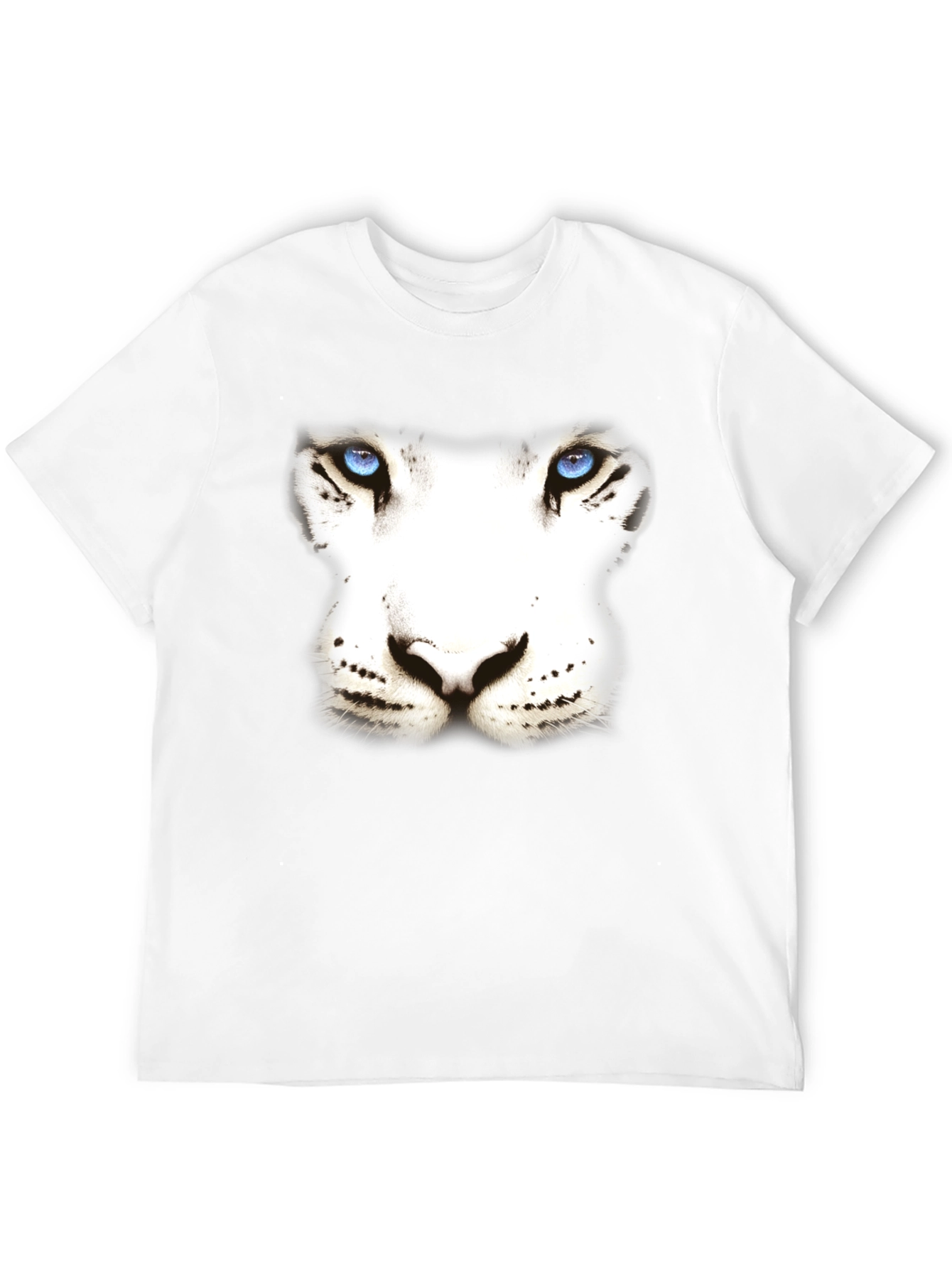 White Tiger Face Graphic Black T-Shirt