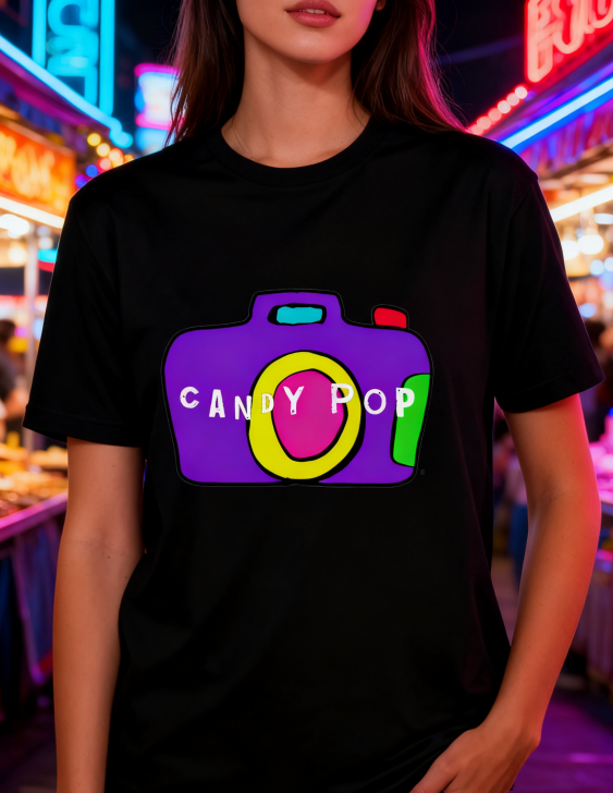 Vibrant Candy Pop Camera Tee
