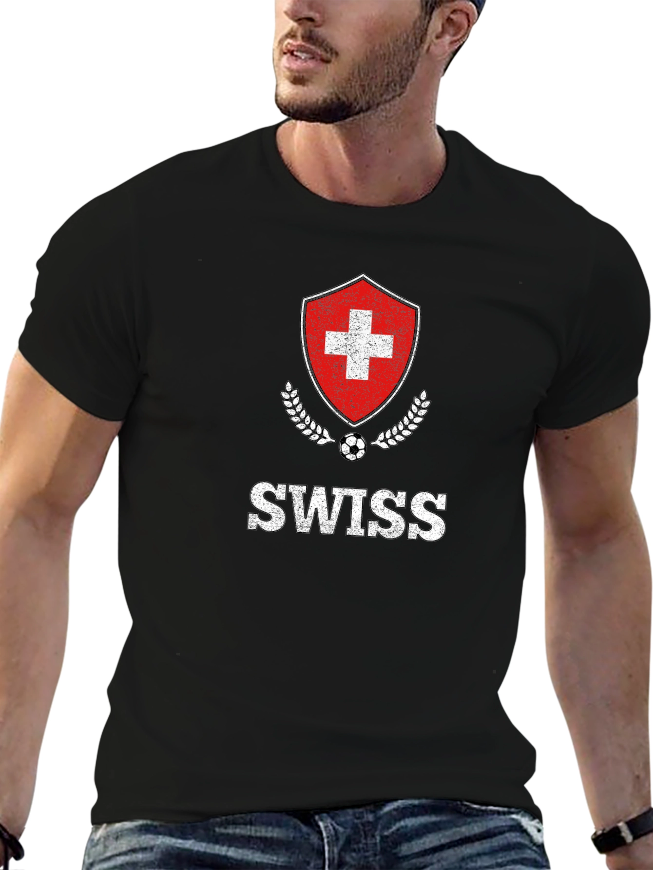 Swiss Soccer Pride T-Shirt - Black Cotton Tee