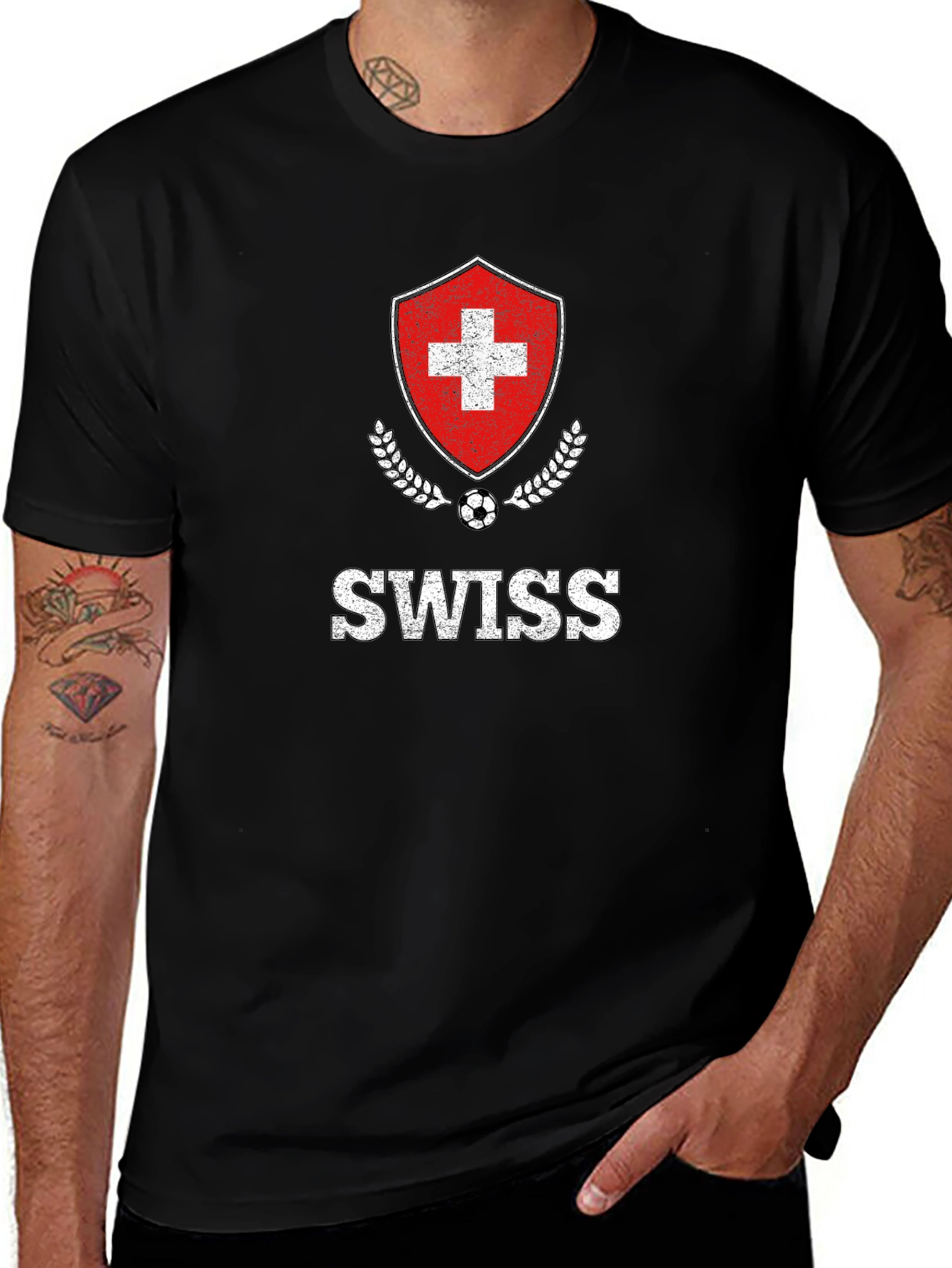 Swiss Soccer Pride T-Shirt - Black Cotton Tee