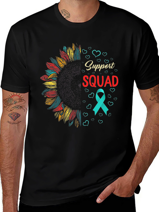Support Squad Awareness Ribbon Sunflower Graphic Tee