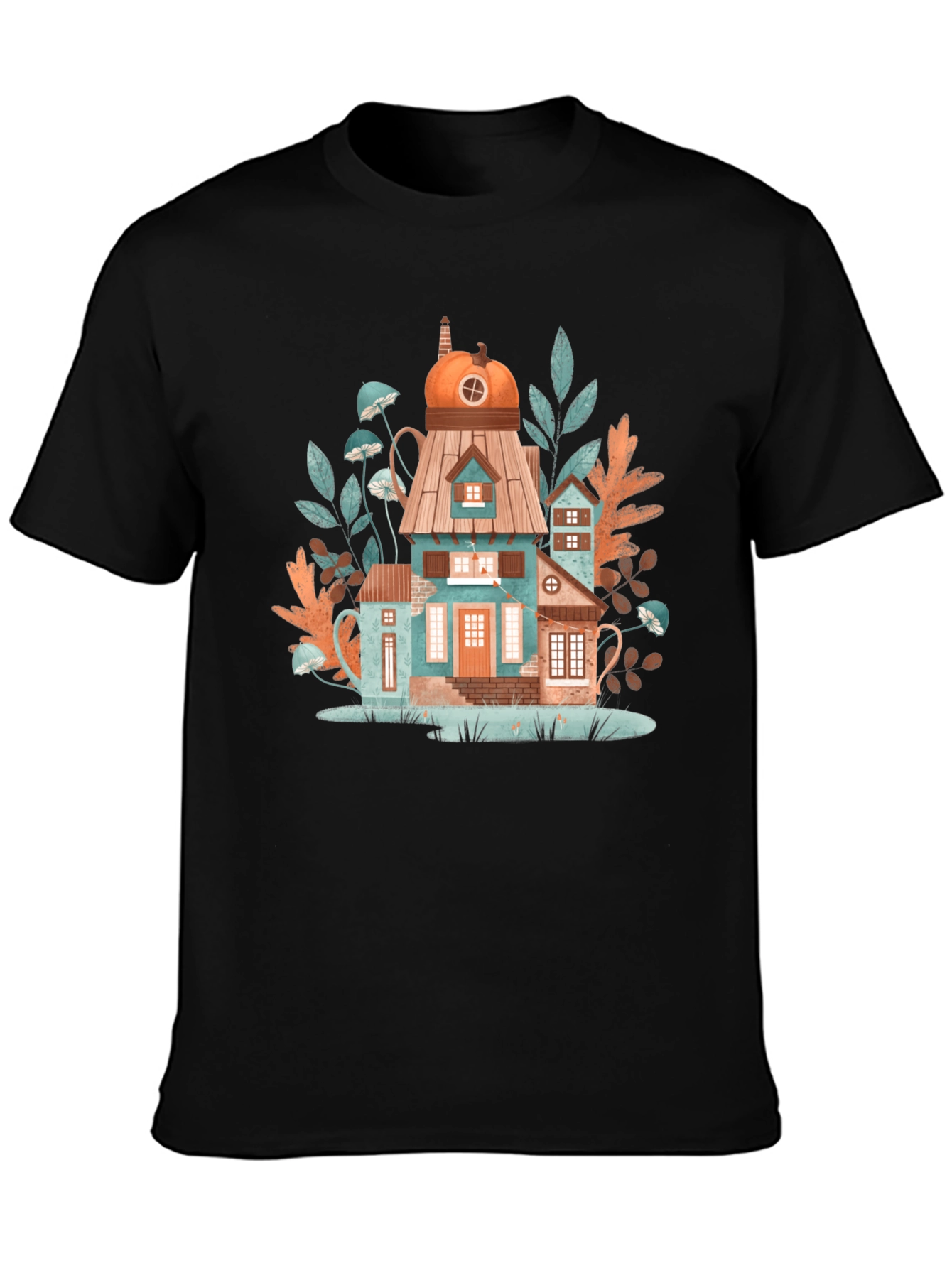 Whimsical House Black T-Shirt