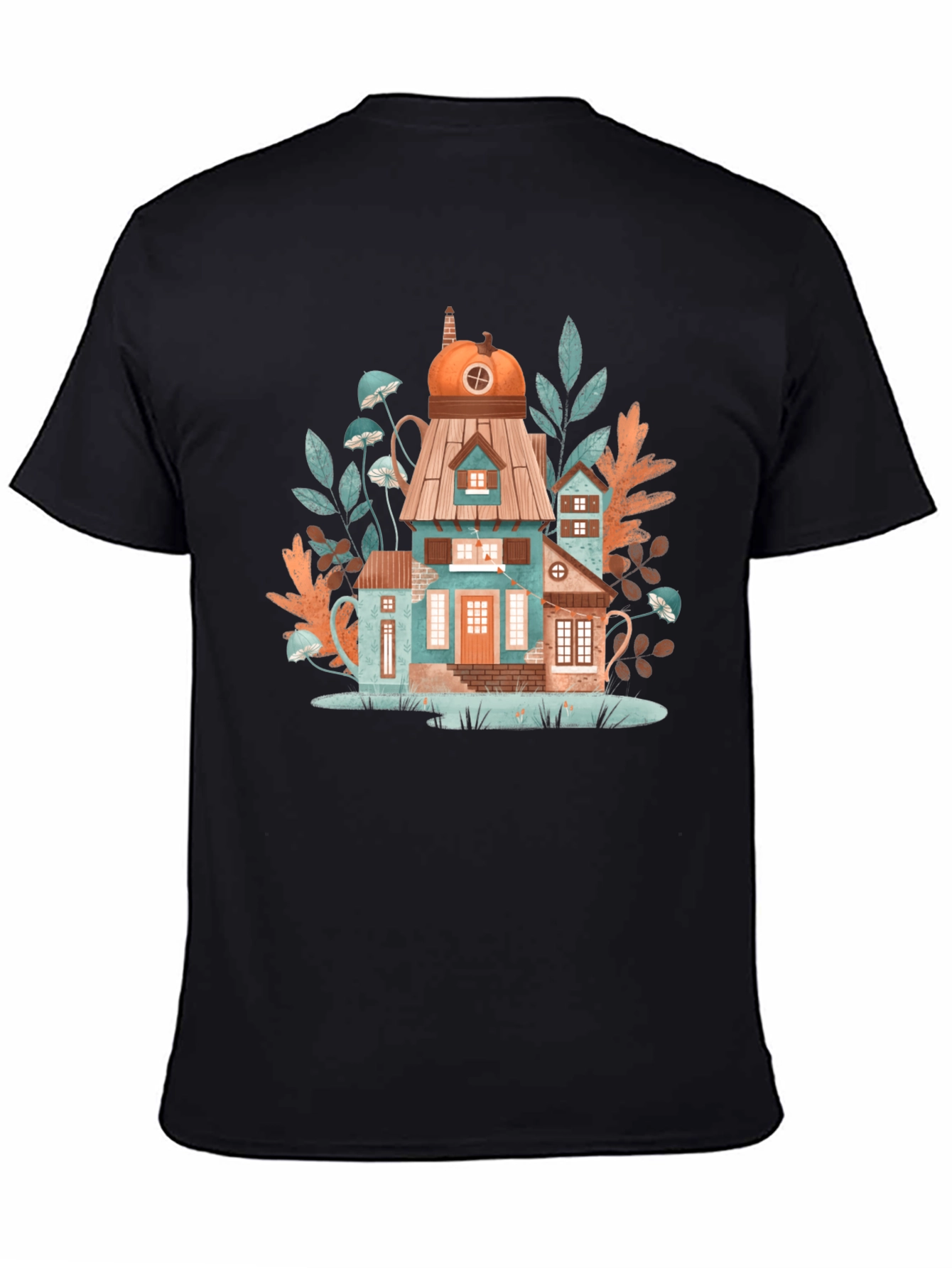 Whimsical House Black T-Shirt