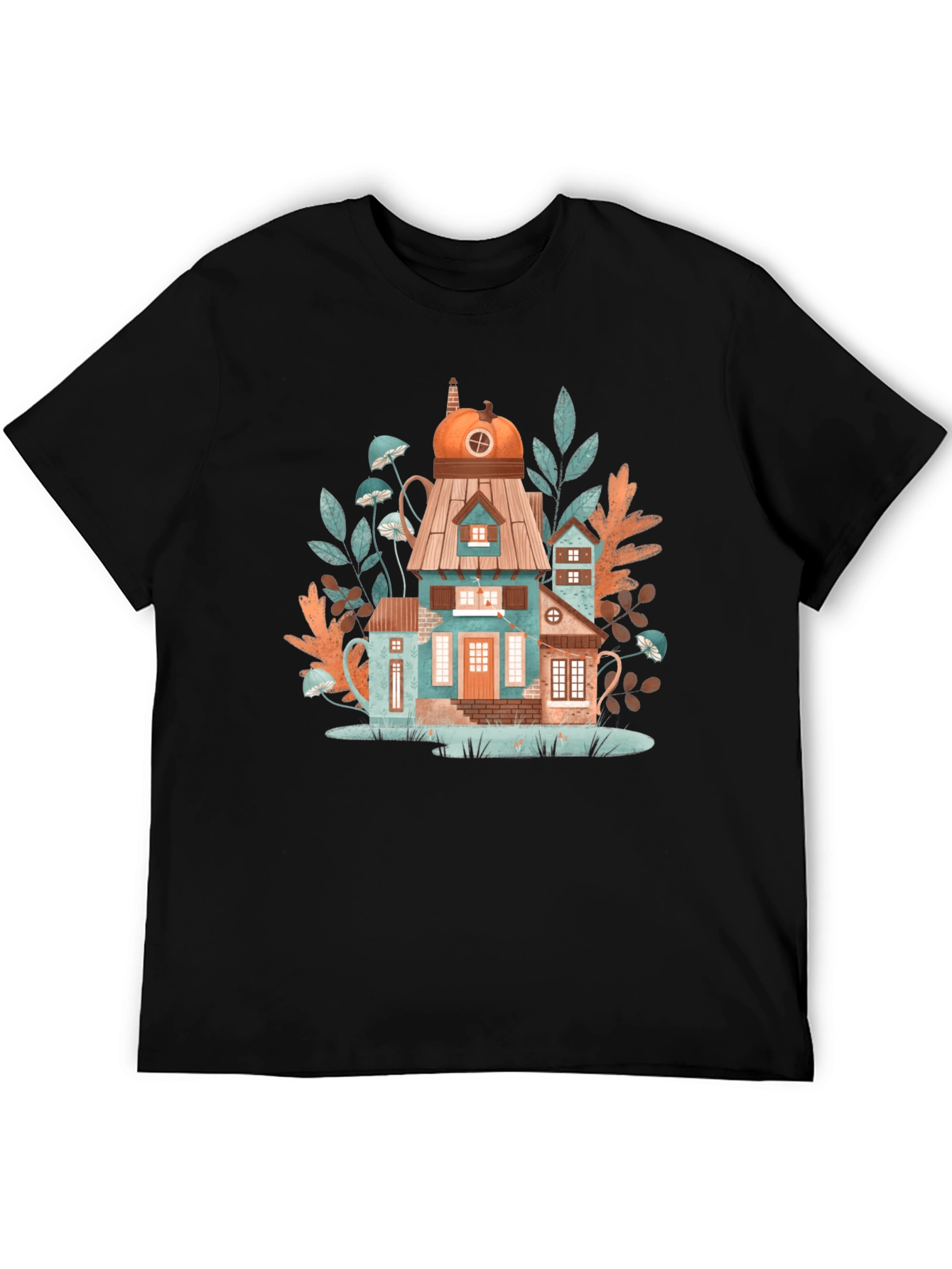 Whimsical House Black T-Shirt