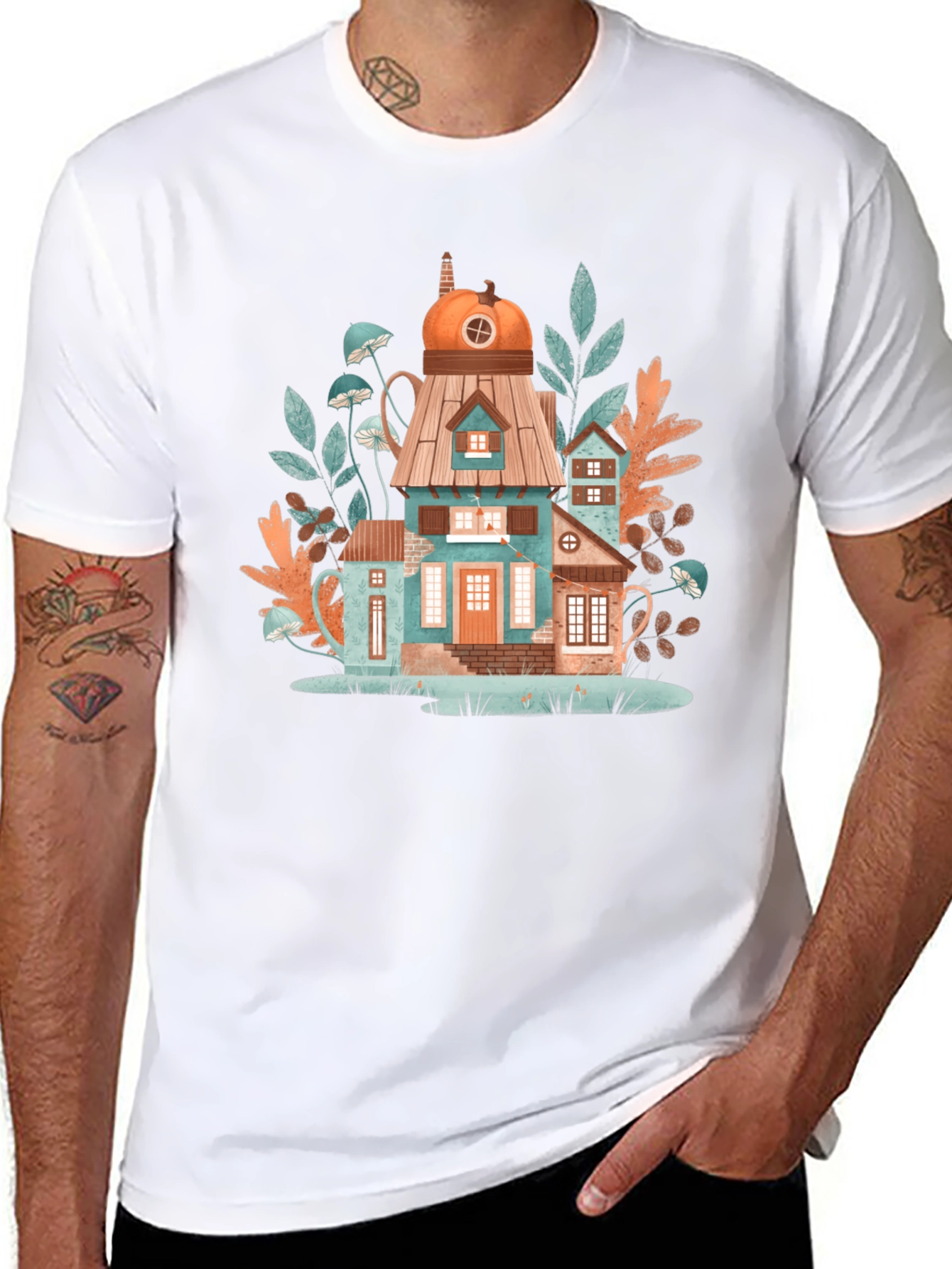 Whimsical House Black T-Shirt