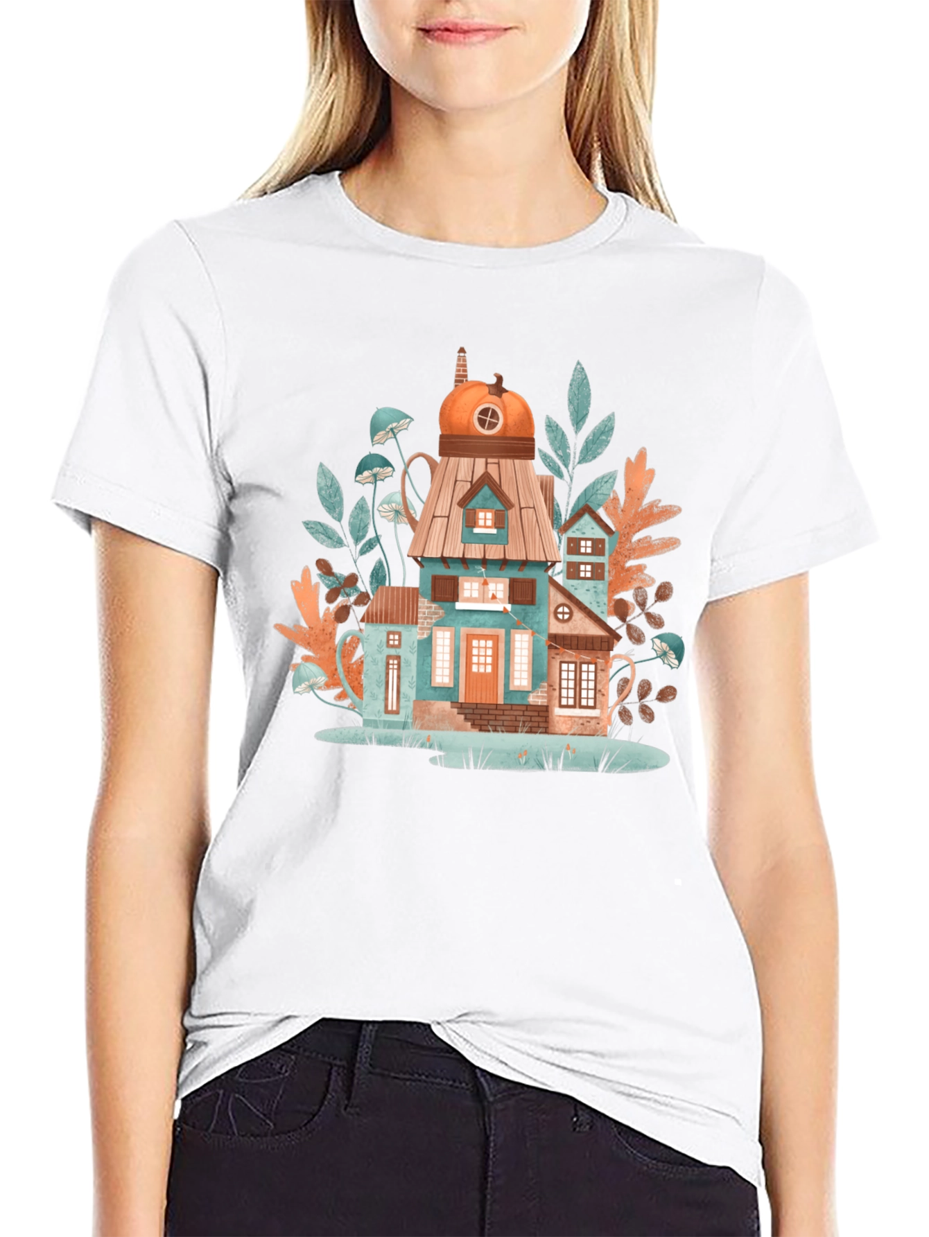 Whimsical House Black T-Shirt