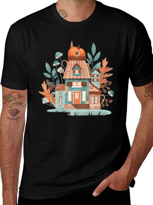 Whimsical House Black T-Shirt