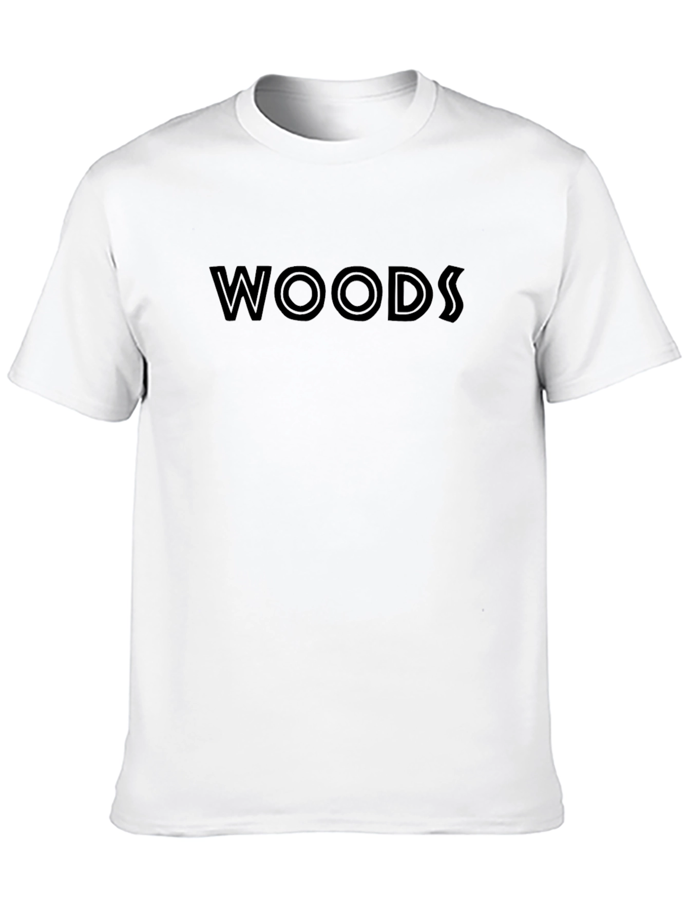 WOODS Black Graphic Tee - Mens Casual Style