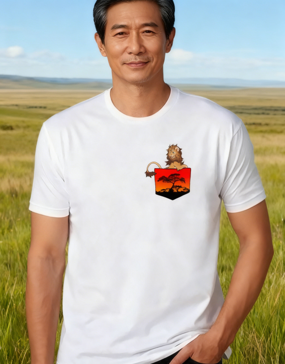 "Nocturnal Savanna" Lion Pocket Graphic Tee