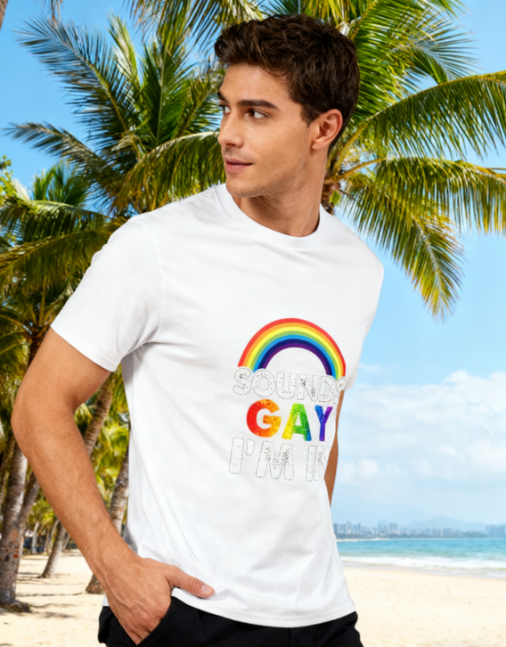 Sounds Gay I'm In Rainbow Pride T-Shirt - 100% Cotton, LGBTQ+ Humor Tee for Pride Events & Daily Occasions