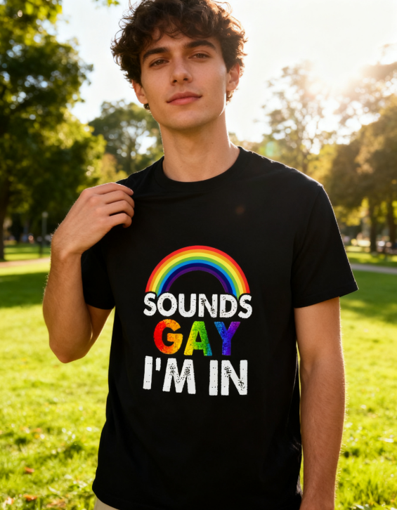 Sounds Gay I'm In Rainbow Pride T-Shirt - 100% Cotton, LGBTQ+ Humor Tee for Pride Events & Daily Occasions