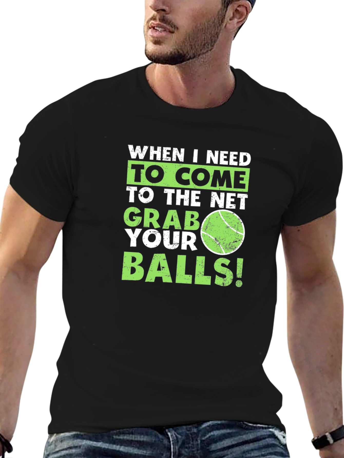 Tennis Humor Graphic T-Shirt - Grab Your Balls!