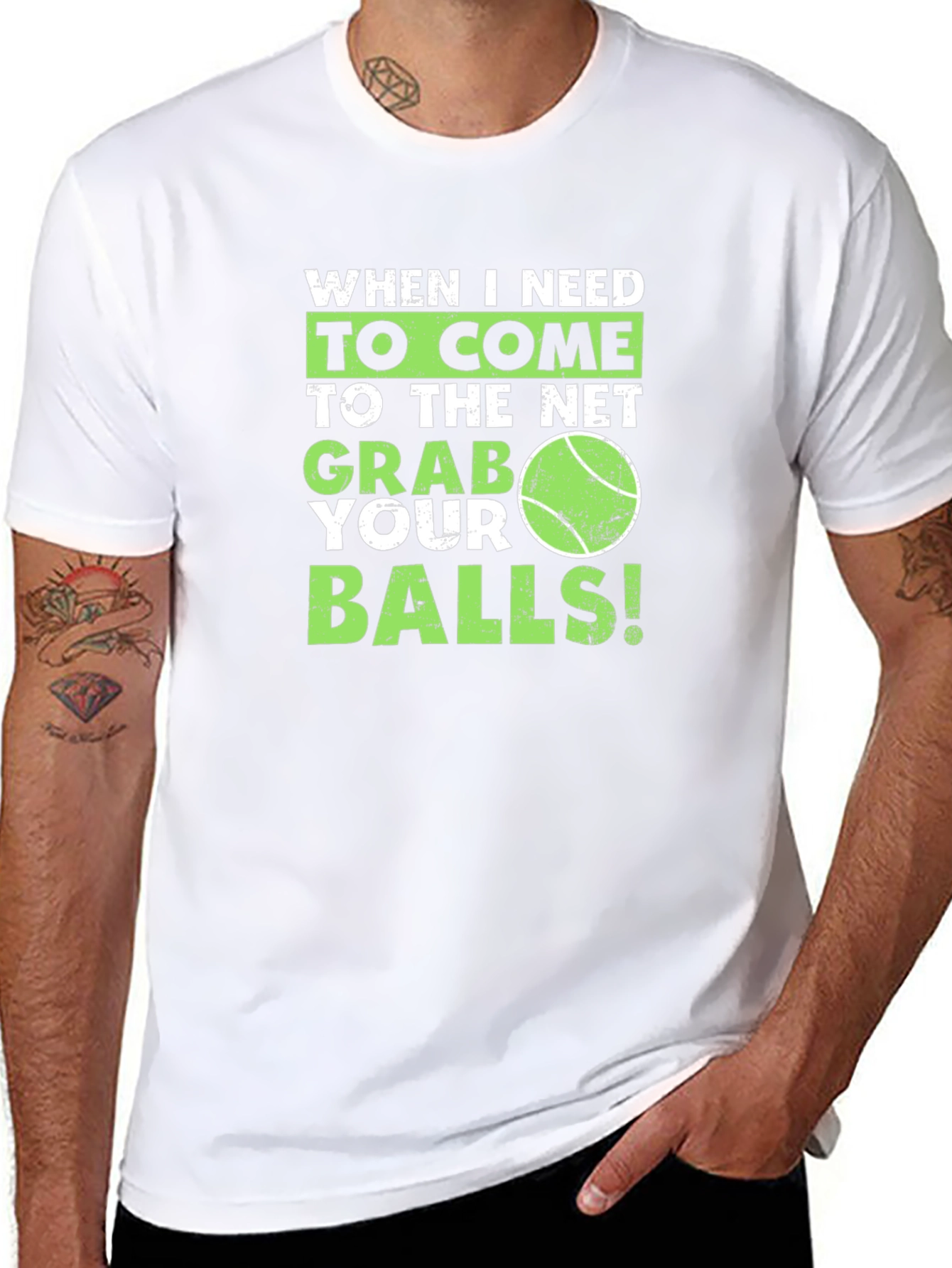 Tennis Humor Graphic T-Shirt - Grab Your Balls!