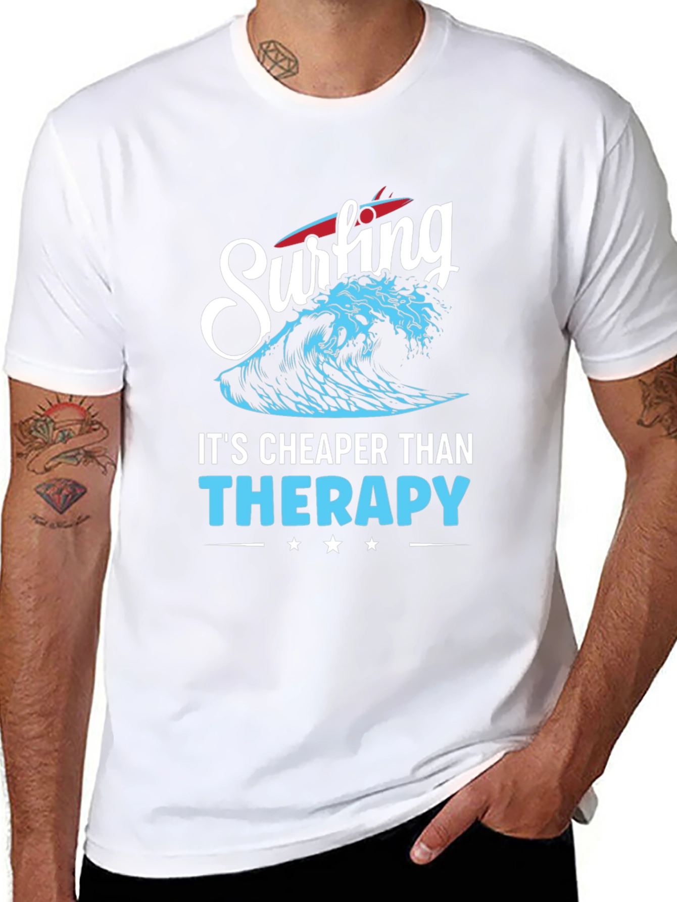 Surfing is Cheaper Than Therapy Graphic Tee