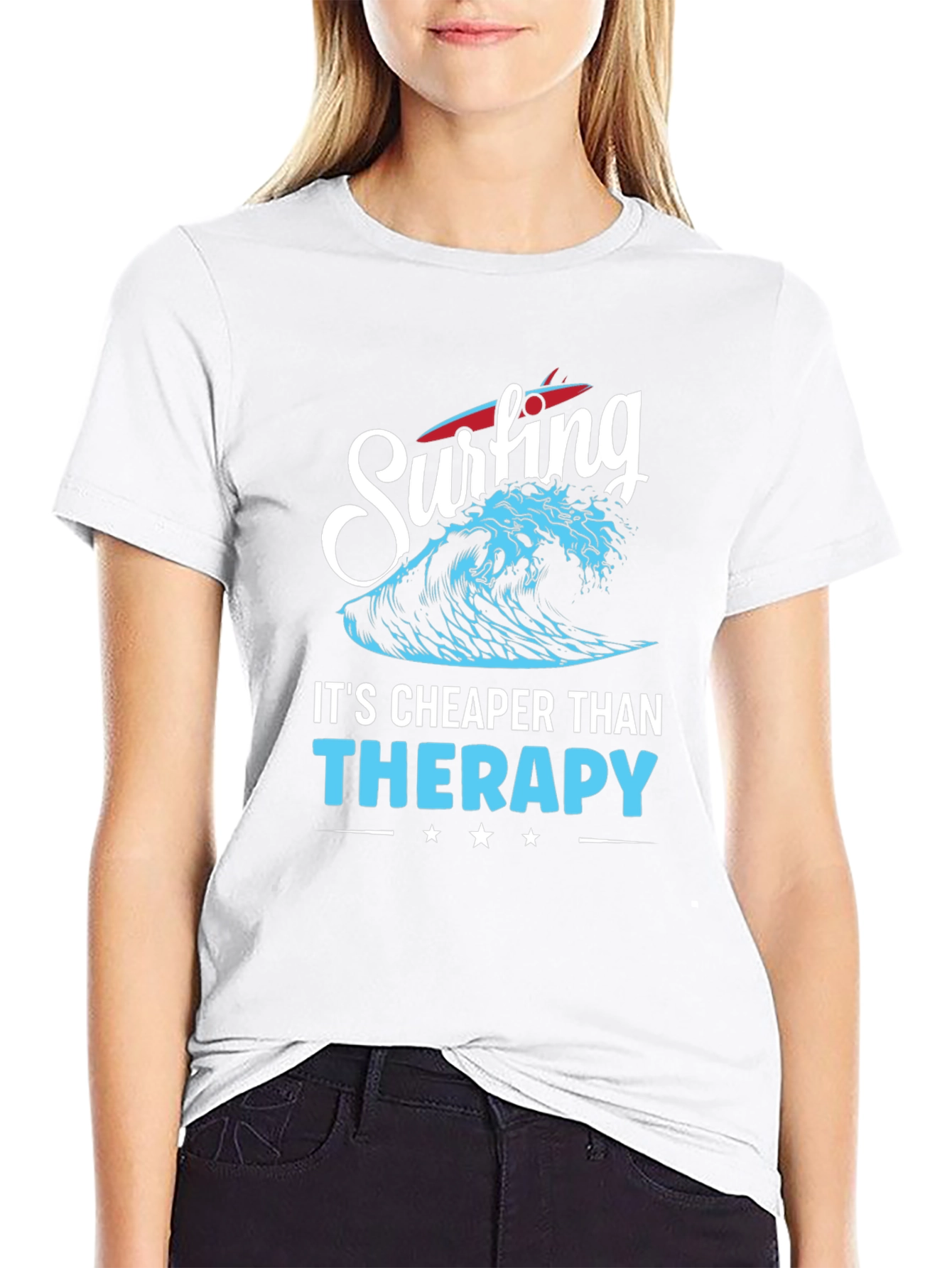 Surfing is Cheaper Than Therapy Graphic Tee