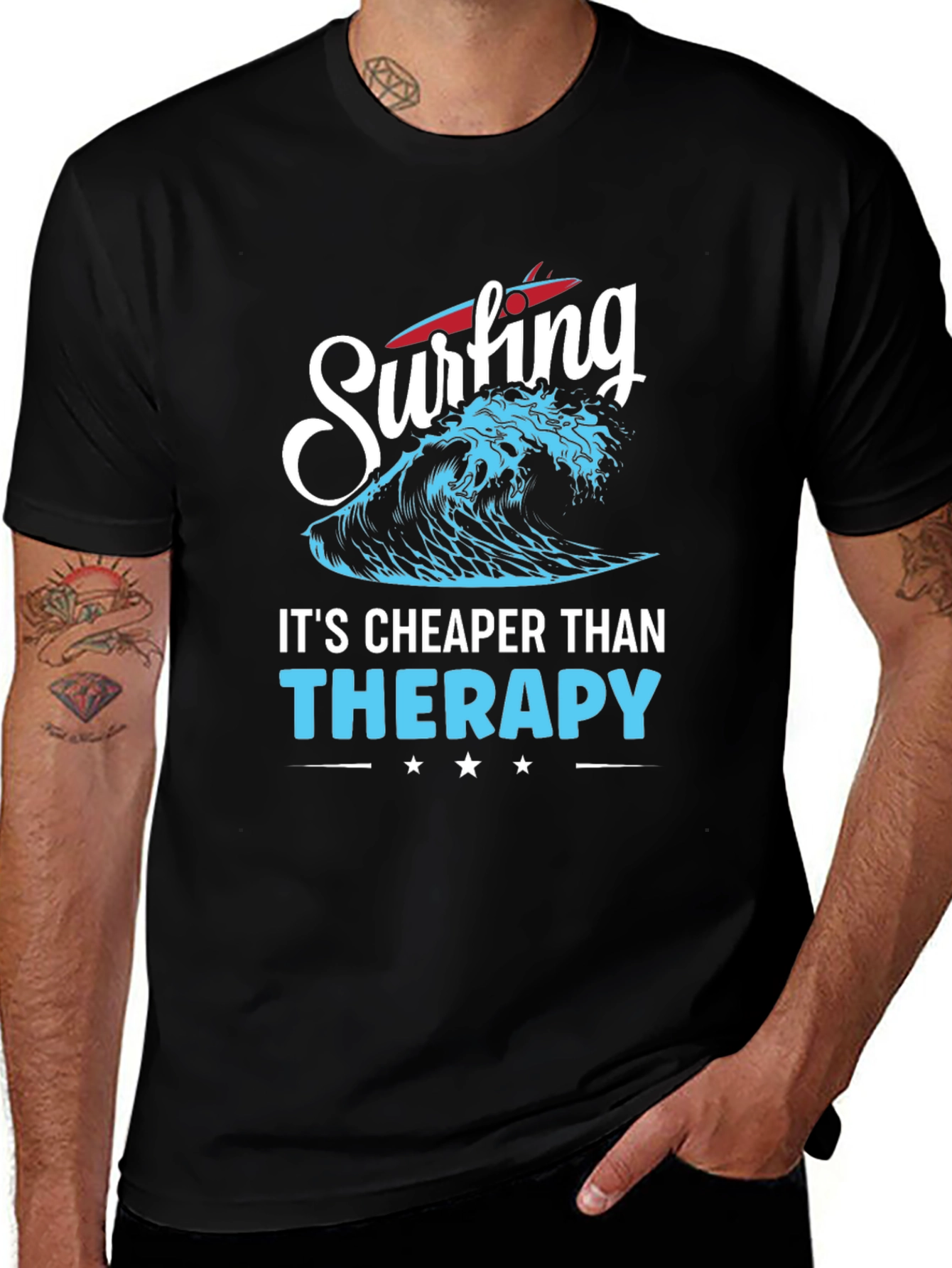 Surfing is Cheaper Than Therapy Graphic Tee