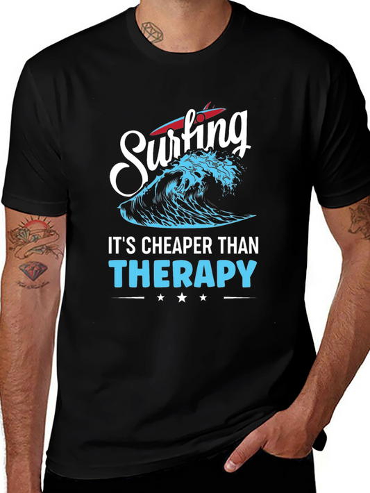 Surfing is Cheaper Than Therapy Graphic Tee