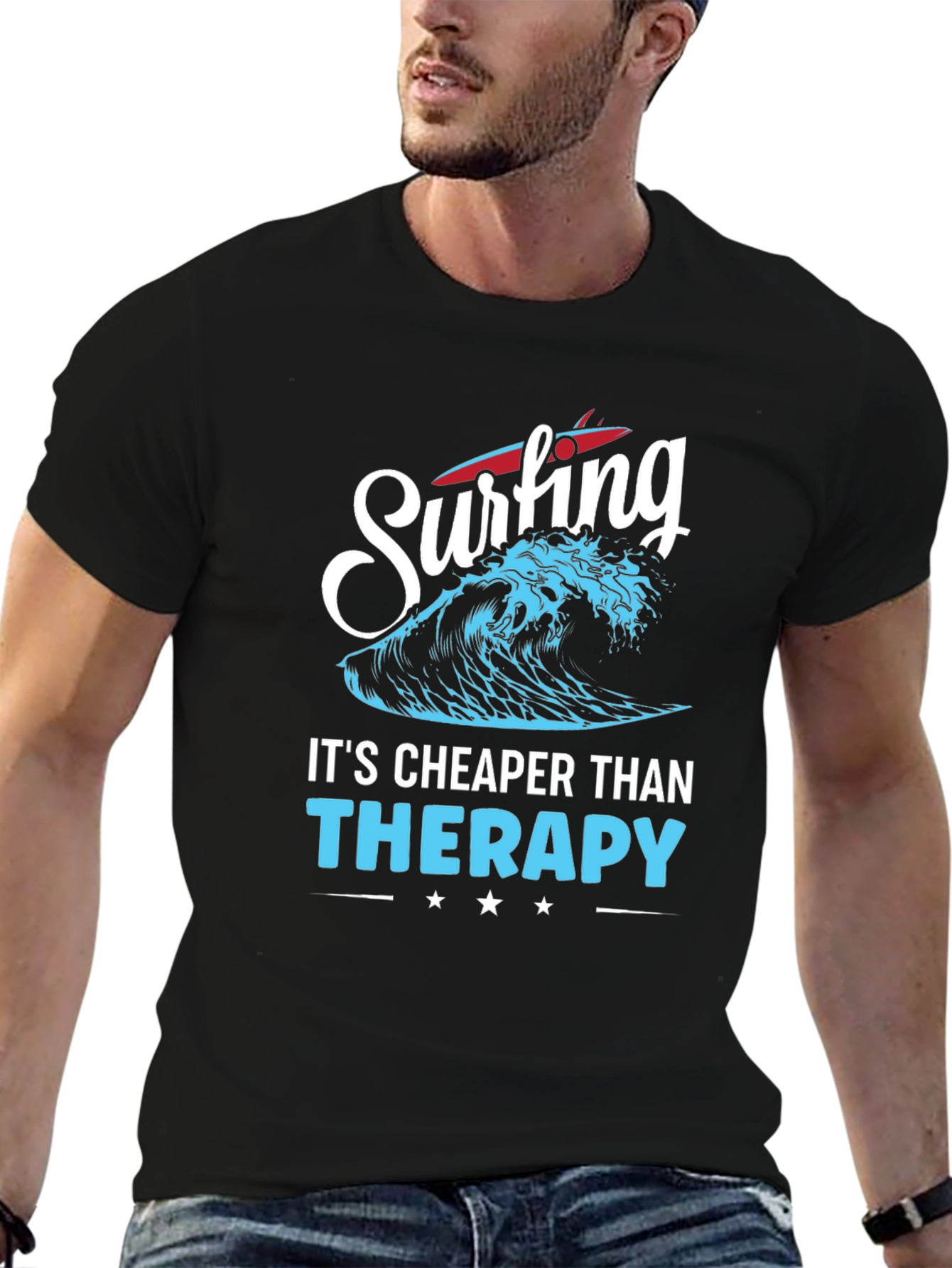 Surfing is Cheaper Than Therapy Graphic Tee