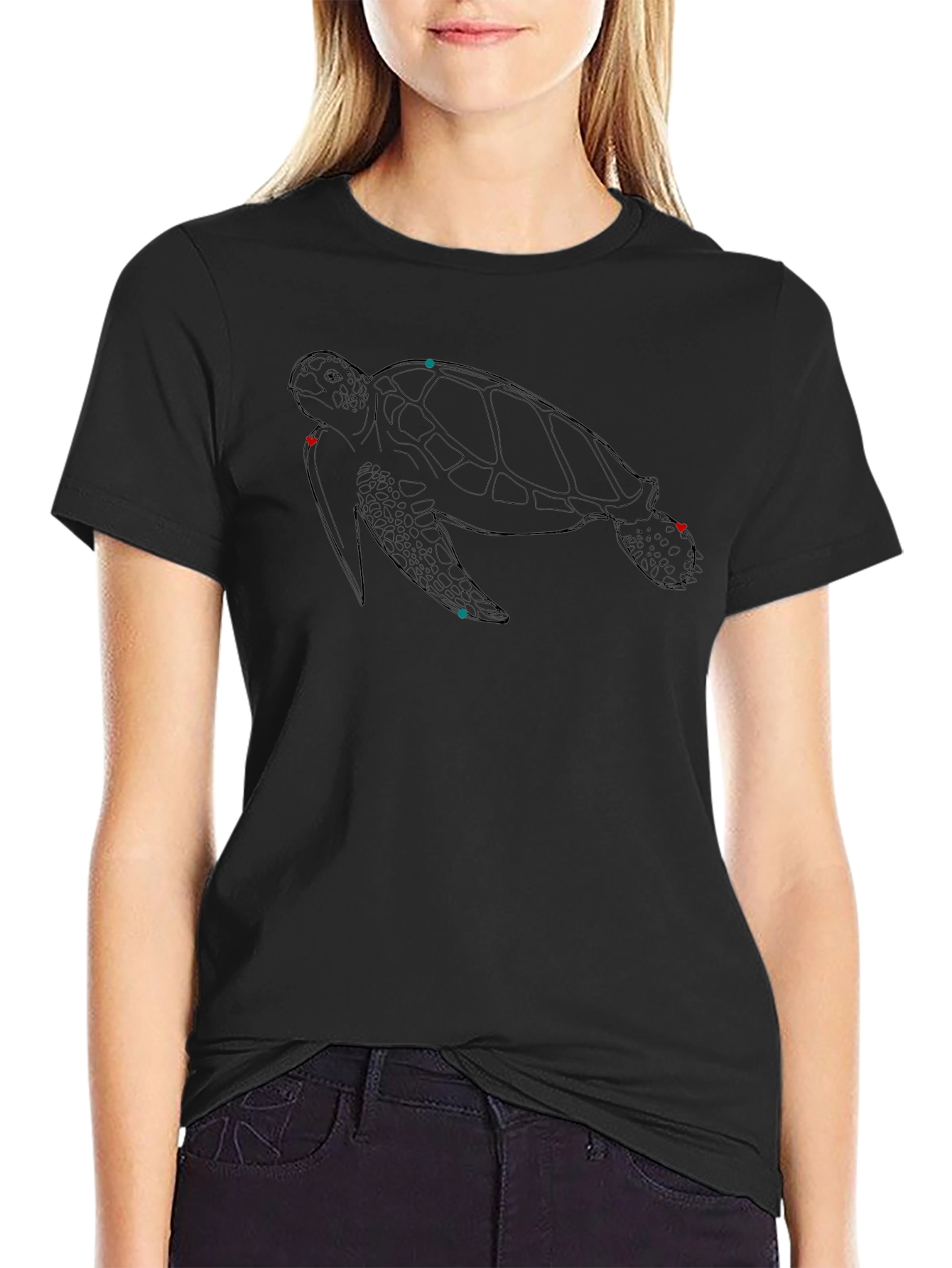 Turtle Outline Black T-Shirt