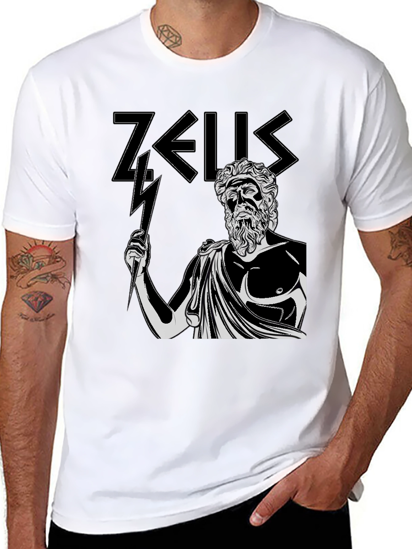 Zeus Graphic Tee - Black Cotton T-Shirt