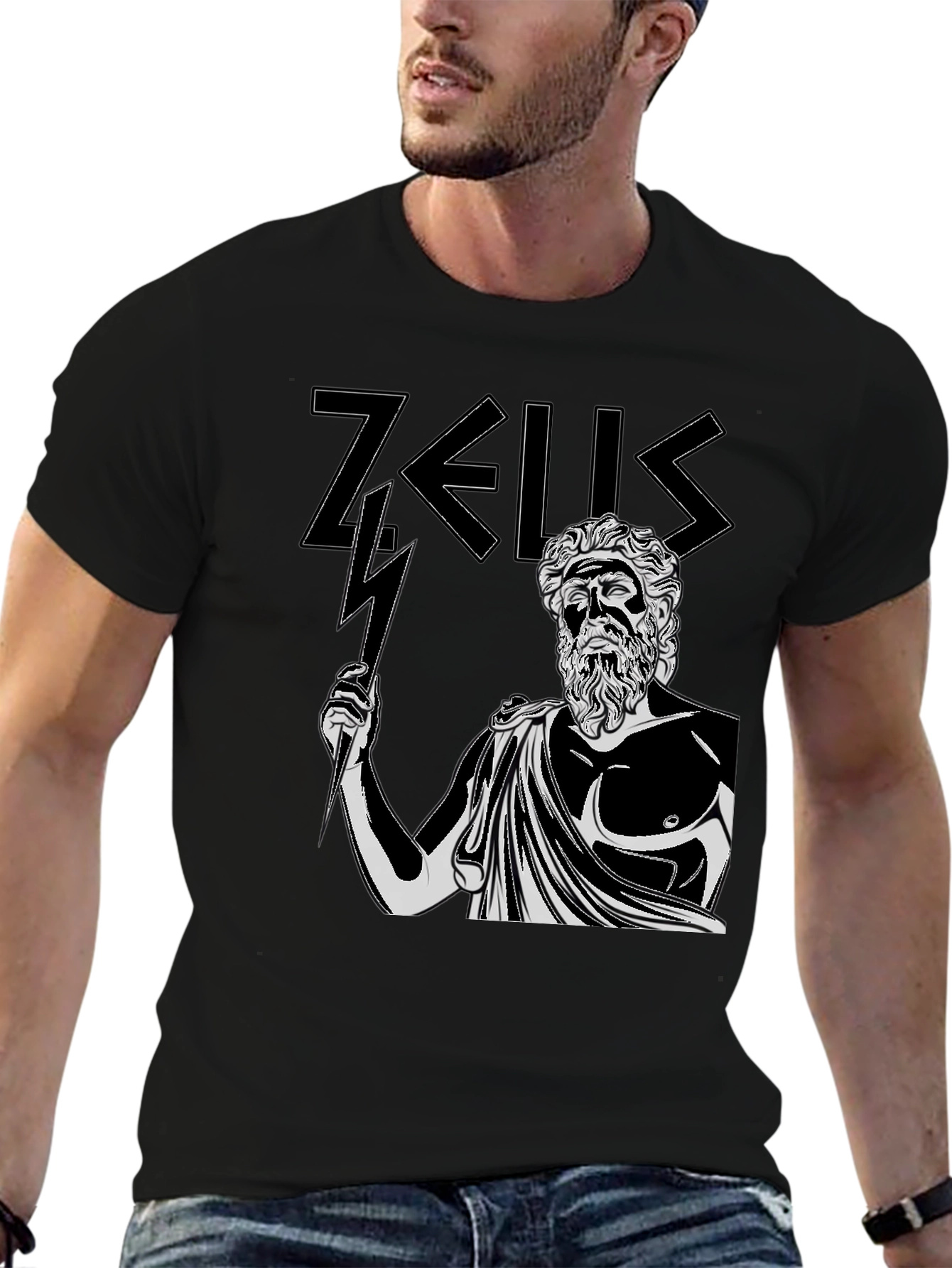 Zeus Graphic Tee - Black Cotton T-Shirt